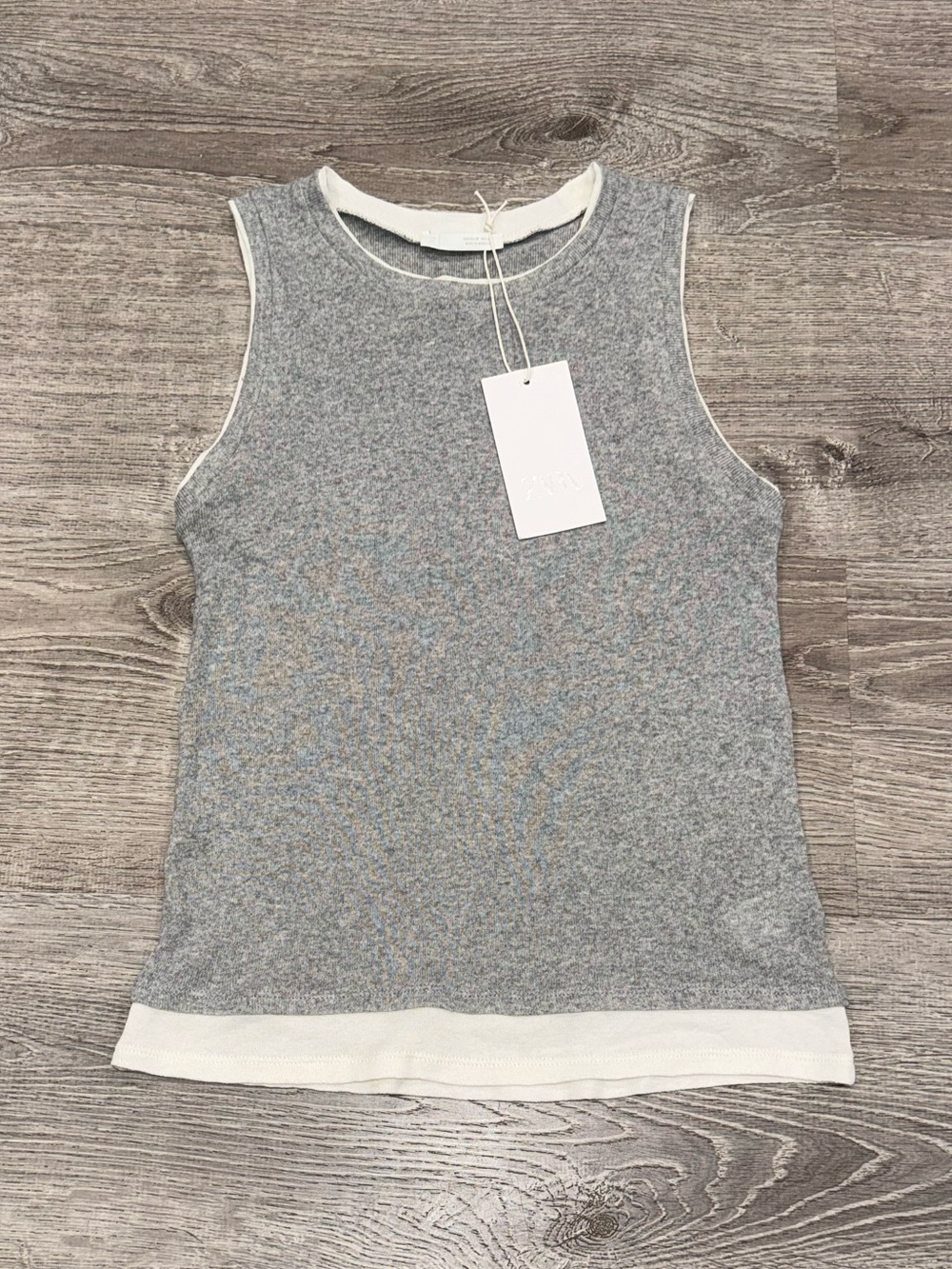 NWT ZARA HEATHER GREY LAYERED EFFECTS TANK TOP M